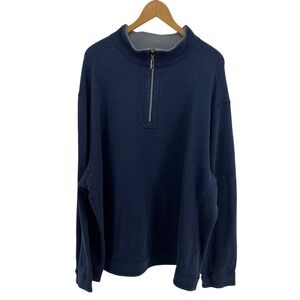 Tommy Bahama Reversible 2XLB 1/2 Zip Pullover‎ Sweater Blue Gray Cotton Blend
